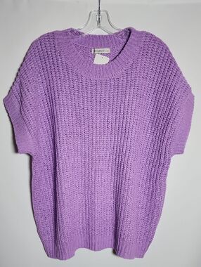 ZENANA Round Neck Lavender Short-Sleeve Knit Sweater